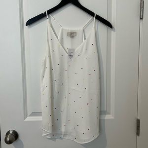 Loft white multicolor dot print cami tank size XS